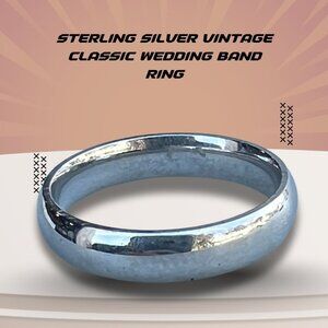 Sterling Silver Vintage Classic Wedding Band Ring Size 7.5 Timeless Design